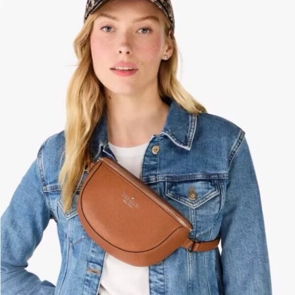 Kate Spade Pebbled Leather Lena Belt Bag Warm Gingerbread KH429 - Picture 2 of 6